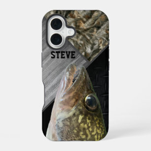 Coque iPhone 16 Rugged Walleye pêche Camo Nom Hommes Cool