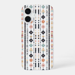 Coque iPhone 16 Rustique Amérindien Ethnique Mudcloth Esthétique V