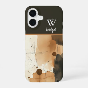 Coque iPhone 16 rustique Boho d'automne chaud Terre abstraite