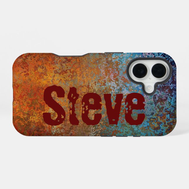 Coque iPhone 16 Rusty, Verdigris, Grunge Steampunk Personnalisé (Verso Horizontal)