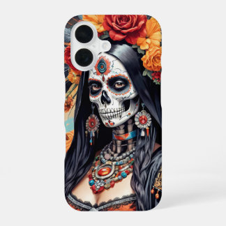 Coque iPhone 16 Sainte-Mort en couverture de costume traditionnel