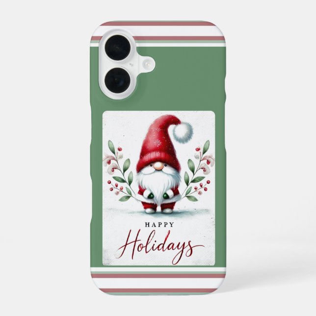 Coque iPhone 16 Salutations de Gnome Festif (Verso)