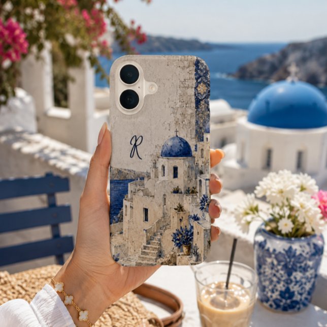 Coque iPhone 16 Santorin personnalisé Grèce  (Créateur téléchargé)