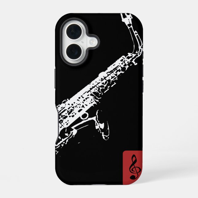 Coque iPhone 16 Saxophone (Verso)
