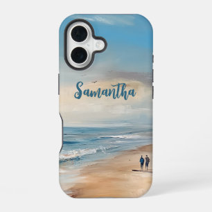 Coque iPhone 16 Scène de vacances personnalisée sur la plage océan