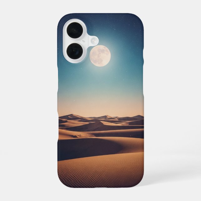 Coque iPhone 16 Scène lunaire désertique tranquille (Verso)