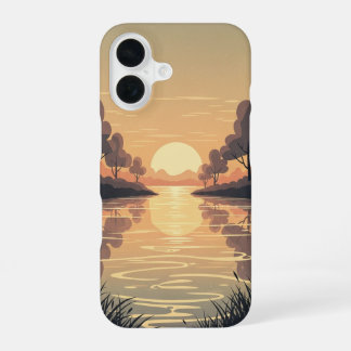 Coque iPhone 16 Scène Rétro de la Rivière Dorée