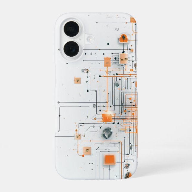 Coque iPhone 16 Schéma de base orange (Verso)