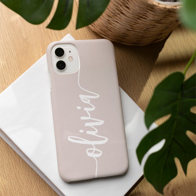 Coque iPhone 16 Script esquissé moderne Nom personnalisé (Créateur téléchargé)