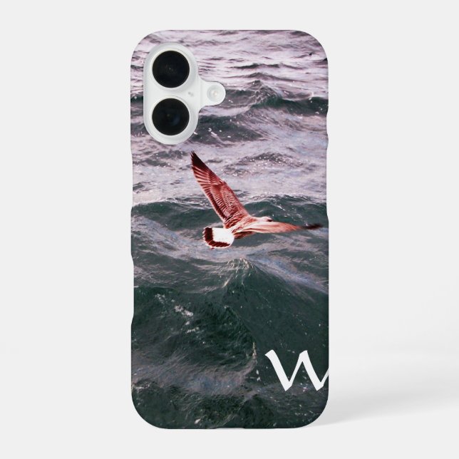 COQUE iPhone 16 SEAGULL VOL AU-DESSUS DU MONOGRAM DES VAGES (Verso)