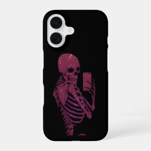 Coque iPhone 16 Selfie de squelette rose