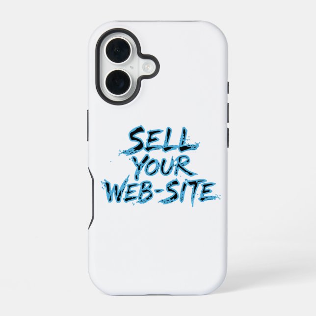 Coque iPhone 16 Sell Your Website Blue Distressed Typography (Verso)