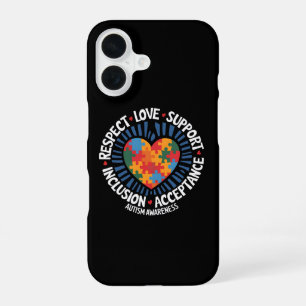 Coque iPhone 16 Sensibilisation à l'autisme Autistique Respect Amo