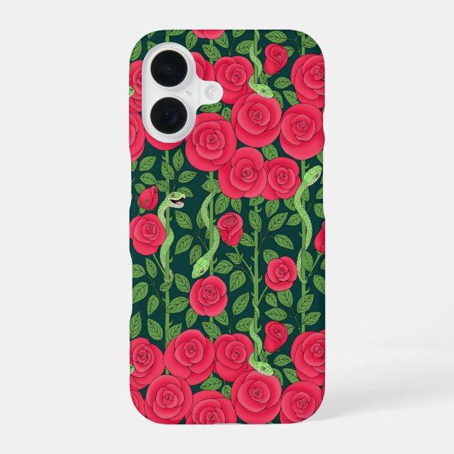 Coque iPhone 16 serpents et roses (Verso)