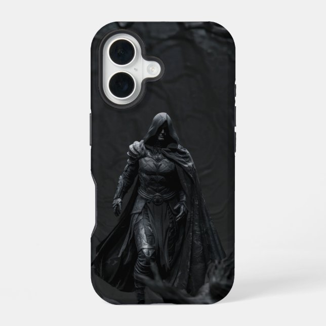 Coque iPhone 16 Shadow Walker – Guerrier encapuchonné (Verso)