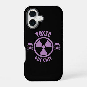 Coque iPhone 16 Signal d'avertissement toxique mais mignon