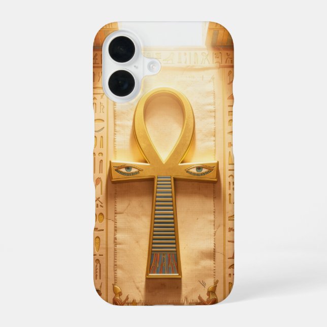 Coque iPhone 16 Signification du symbole Ankh – clé de la vie (Verso)