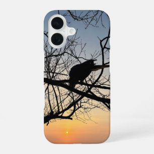 Coque iPhone 16 Silhouette de coucher de soleil doré : oiseau sur 