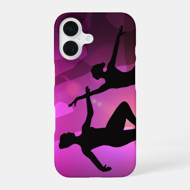 Coque iPhone 16 Silhouette de danseuse de ballet rose (Verso)