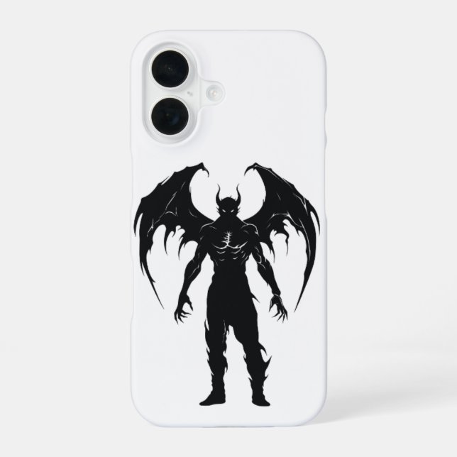 Coque iPhone 16 Silhouette de démon ailé (Verso)