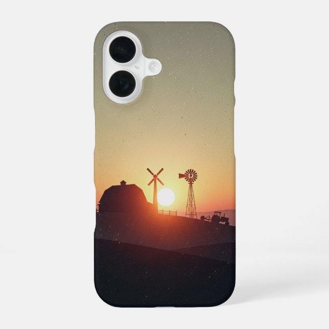 Coque iPhone 16 Silhouette de Ferme Rétro (Verso)