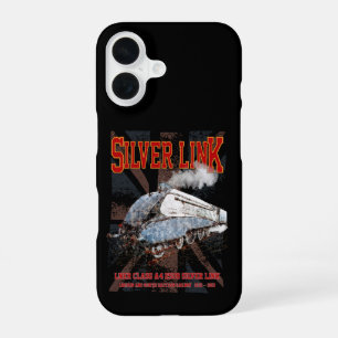 Coque iPhone 16 Silver Link LNER Classe A4 2509 Locomotive drapeau