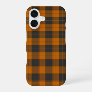 Coque iPhone 16 Simple motif tartan en orange foncé