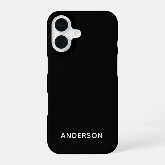 Coque iPhone 16 Simple Personnalisé Noir (Verso)