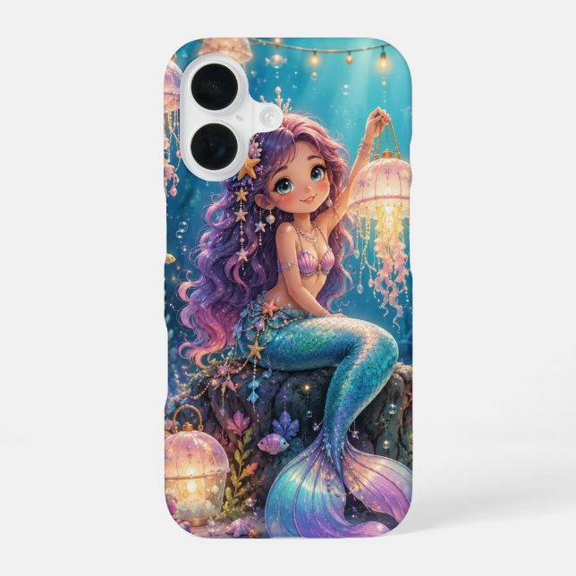 Coque iPhone 16 Sirène avec lanterne de méduse  (Verso)