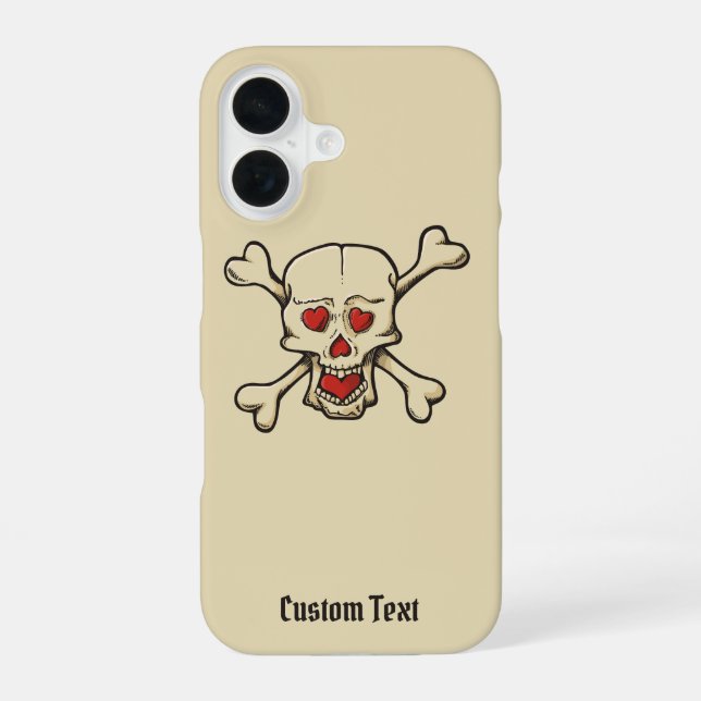 Coque iPhone 16 Skull with Hearts (Verso)