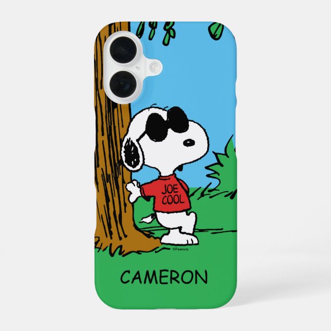 Coque iPhone 16 Snoopy "Joe Cool" debout (Verso)