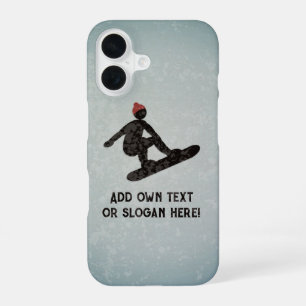 Coque iPhone 16 Snowboardeur Silhouette sur Grunge Look - votre te
