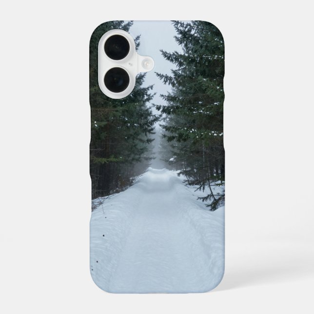 Coque iPhone 16 Snowy Forest Path Winter Phone Case (Verso)