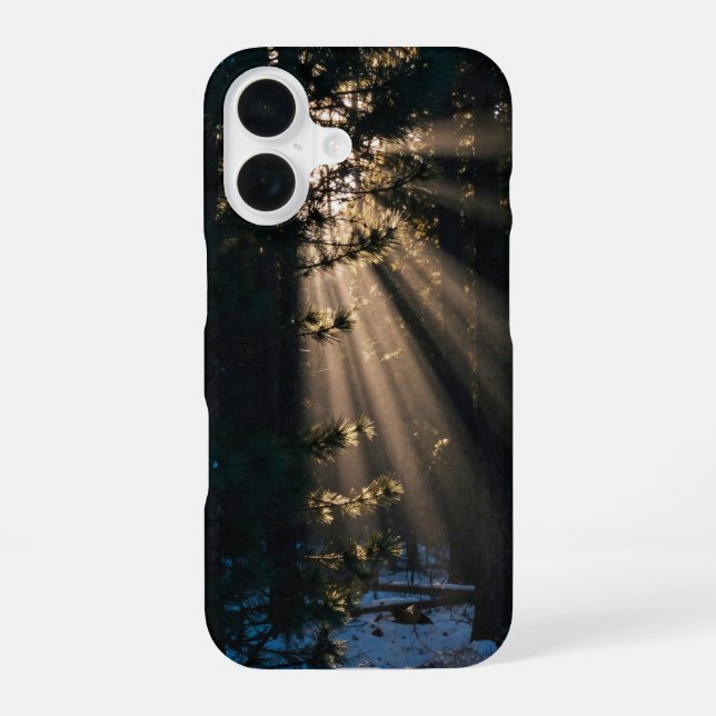 Coque iPhone 16 Snowy Forest Sun Rays Winter Phone Case (Verso)