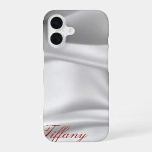 Coque iPhone 16 Soie argentée élégante Boîtier téléphonique pers