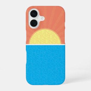 Coque iPhone 16 Soleil drôle et requins d'été