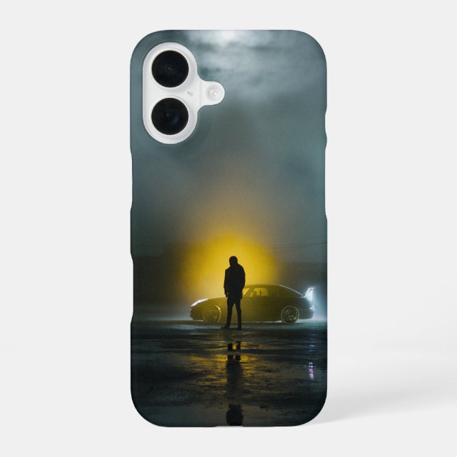 Coque iPhone 16 Solitude dans la lumière : une rencontre nocturne (Verso)