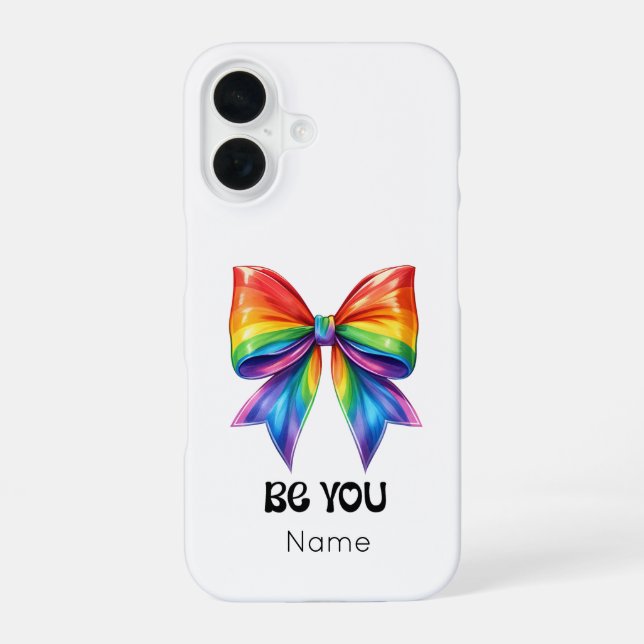 Coque iPhone 16 Soyez Vous Fierté – Nom personnalisé et Nœud Papil (Verso)