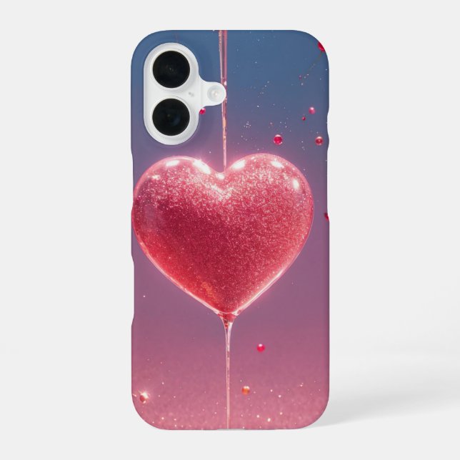 Coque iPhone 16 Sparkling Heart & Cherry Romantic Phone Case (Verso)