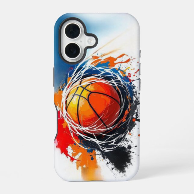 Coque iPhone 16 Splash Guard : Édition Basketball pour  (Verso)