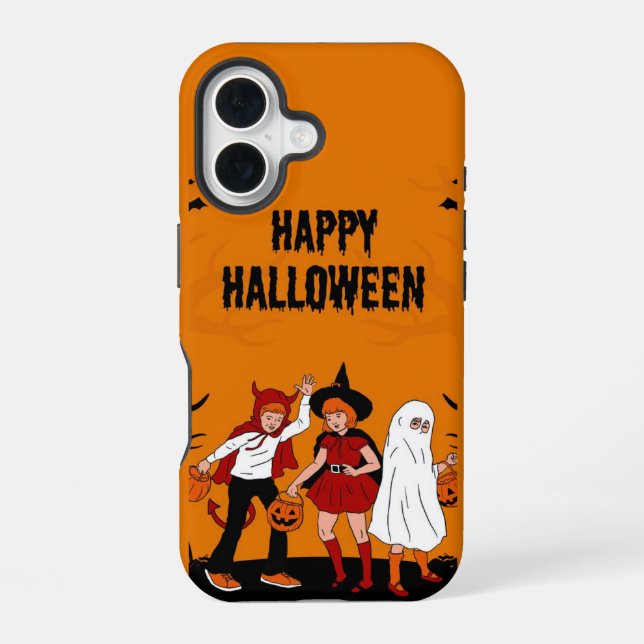 Coque iPhone 16 Spooky Halloween iPhone 16 Case – Pumpkin, Ghost & (Verso)