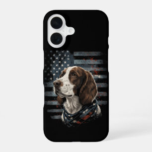 Coque iPhone 16 Springer Spaniel Chien Drapeau Américain