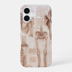 Coque iPhone 16 Squelette d'anatomie humaine de Léonard de Vinci