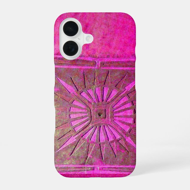 Coque iPhone 16 STAR DU MATIN, Rose, Noir, Fuchsia Monogramme (Verso)