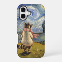 Starry Night Stroll - Cosy Raccoon Art