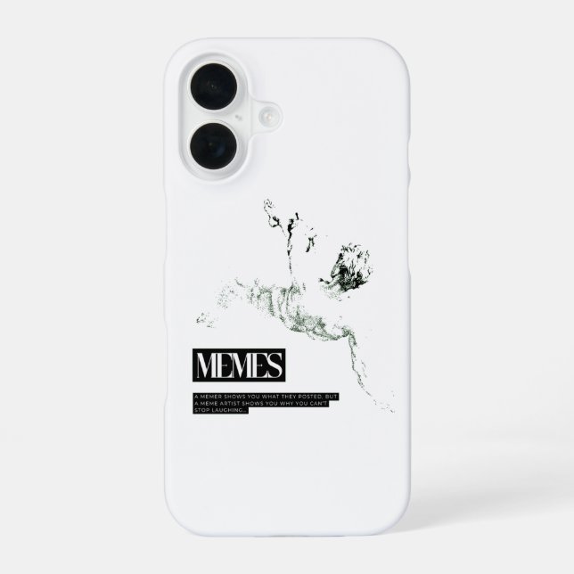 Coque iPhone 16 Statue de chute de Memer Thinking (Verso)