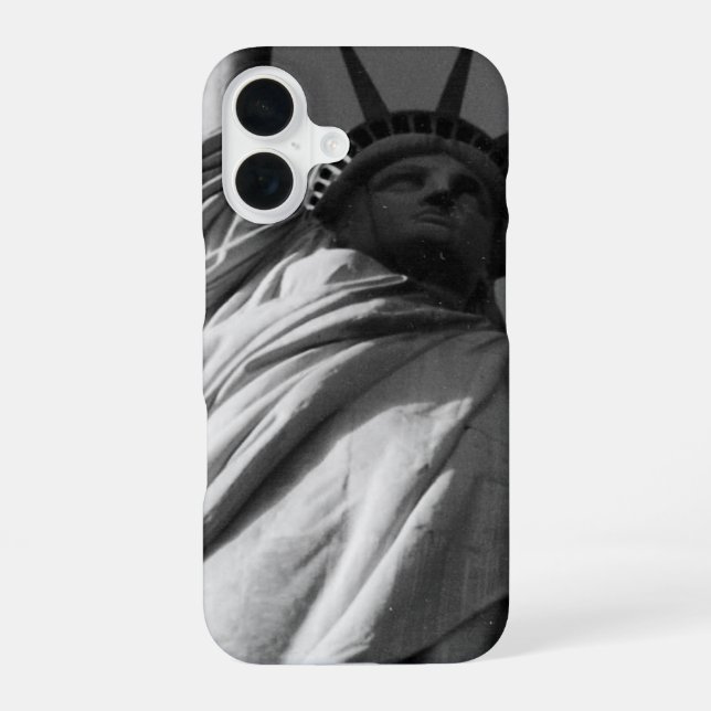 Coque iPhone 16 statue de liberté bw (Verso)