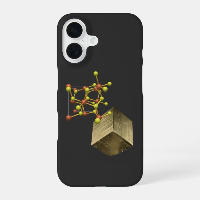 Coque iPhone 16 Structure cristalline du minéral Pyrite (Verso)