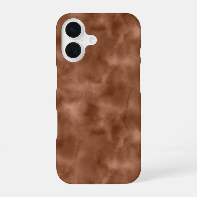 Coque iPhone 16 Style aquarelle abstrait brun chaud (Verso)