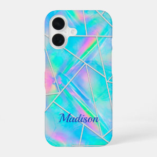 Coque iPhone 16 Style holographique élégant géométrique